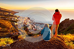 Couple enjoying landscape view near Santa Cruz city