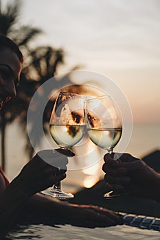 Couple enjoying a romantic sunset