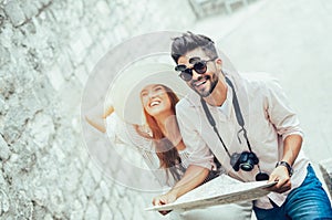 Couple enjoying sightseeing and exploring city