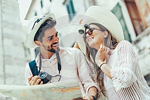 Couple enjoying sightseeing and exploring city