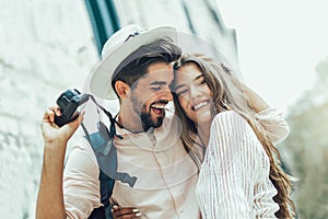 Couple enjoying sightseeing and exploring city