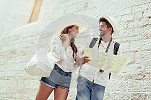 Couple enjoying sightseeing and exploring city