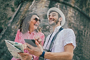 Couple enjoying sightseeing and exploring city