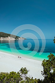 Couple enjoying the summer on one of the most beautiful beaches of Greece on Kefalonia Island Ionian islands. Summer adventure photo