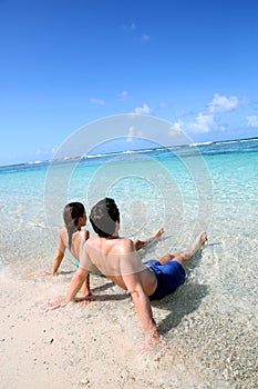 Couple enjoying tropical vacation