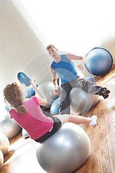 Couple on exercise balls