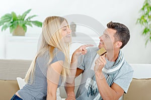 Couple fighting over possession credit card photo