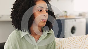 Couple, fighting and upset woman angry with her husband about affair or cheating in the living room. Annoyed, conflict