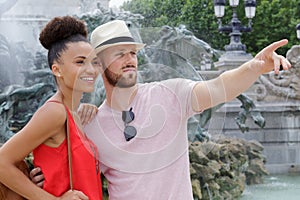 couple finding way on city break