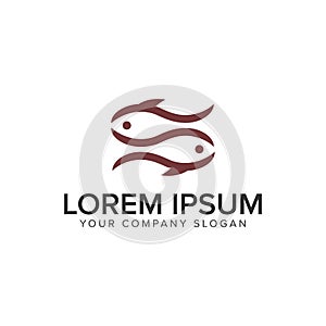 Couple fish logo design concept template