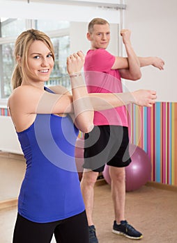 Couple in fitness club