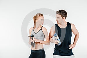 Couple with fitness shakers