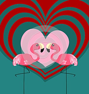 Couple flamingo love