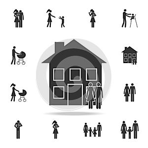 couple in front of the house icon. Detailed set of family icons. Premium graphic design. One of the collection icons for websites,