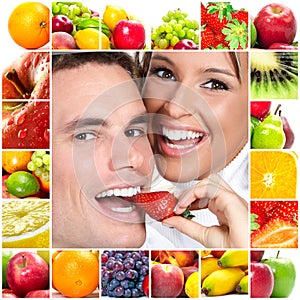 Couple and fruits