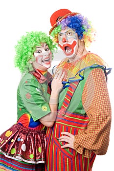 Couple of funny clowns. Isolated