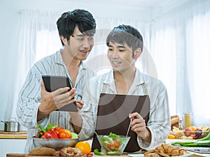 Couple gay concept lgbtq actvity at home.