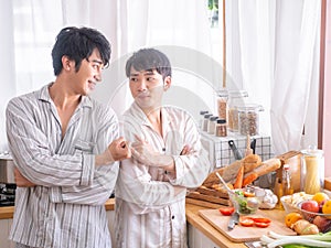 Couple gay concept lgbtq actvity at home.