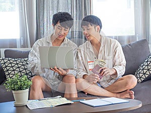 Couple gay concept lgbtq actvity at home.