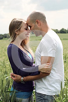 Couple getting close in romance