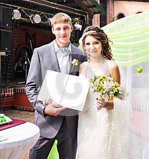 Couple Getting Married at an Outdoor Wedding Ceremony