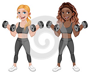 Couple of girls lifting weights