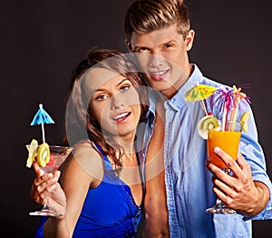 Couple with glass of cocktail