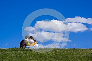 Couple on the green lawn