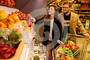 Couple in a grocery store