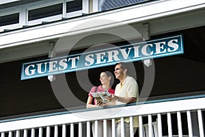 Couple at guest services.