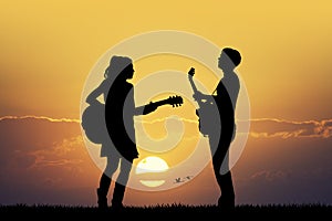 Couple with guitars