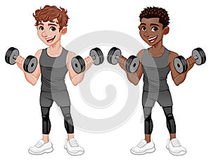 Couple of guys lifting weights