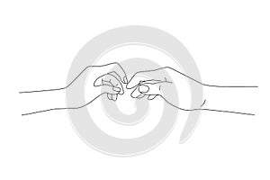 Couple hands line drawing. Tender gesture