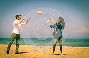 Couple happy on the beach