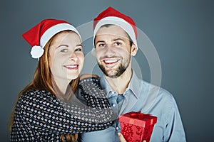 Couple is happy with gift for christmas