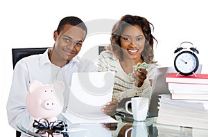 Couple happy at their savings