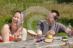 Couple has fun on picnics