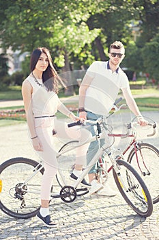 Couple have bike riding