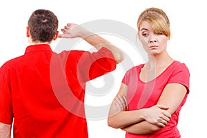 Couple having argument. Man and woman in disagreement
