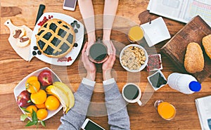 Couple having breakfast in the morning at home