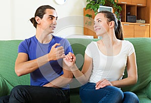 Couple having conciliation at home