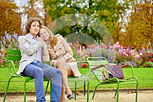 Couple having a date in the Tuileries garden