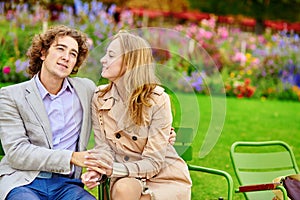 Couple having a date in the Tuileries garden