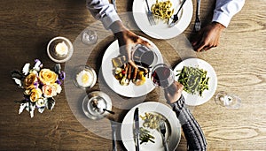 Couple Having Dinner Date at Restaurant photo