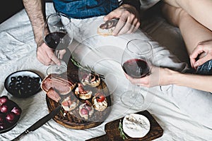 Couple having dinner with wine