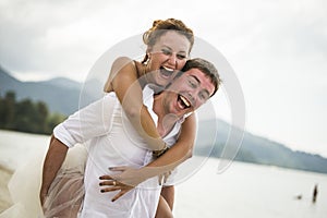 Couple having fun on the beach