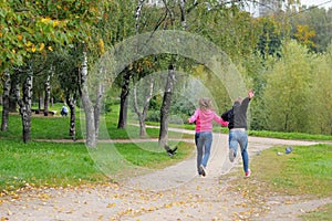 Couple having fun in park