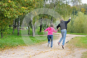 Couple having fun in park