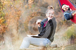 Couple having fun on a picnic