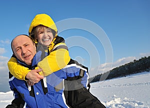 Couple having fun on a winter day